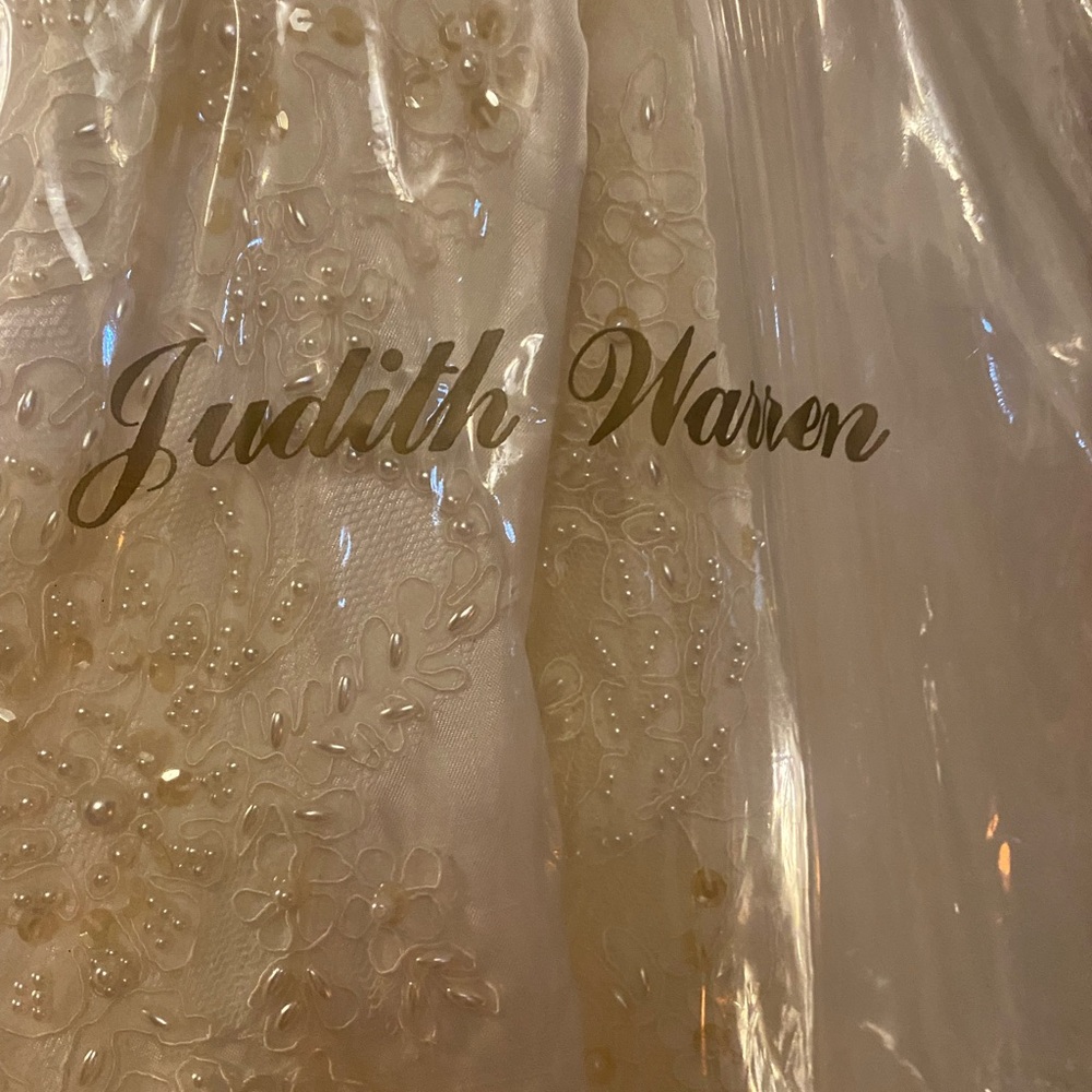 BNWT-Judith Warren Elegant White Linen Lace Wedding Dress Size 12 fits like a 10